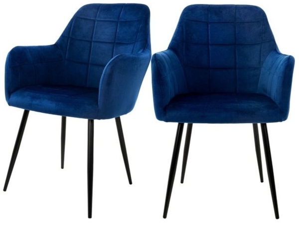 ML-DESIGN Stuhl Esszimmerstuhl ergonomisch & gepolstert Esstischstuhl mit Rückenlehnen (2 St), Wohnzimmerstuhl Dunkelblau Samtbezug Küchenstuhl Polsterstuhl Bild 4