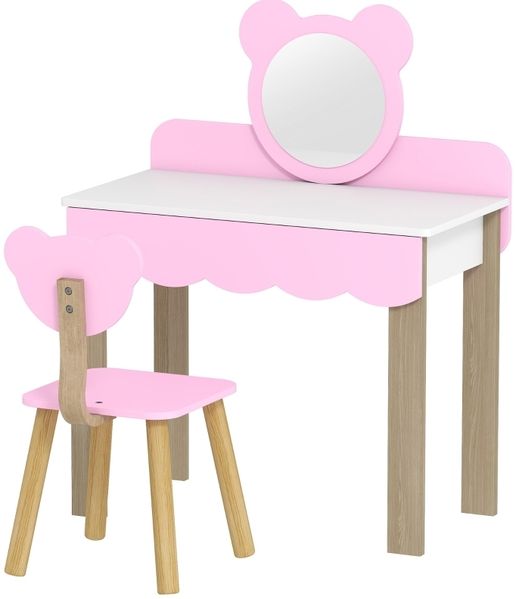 Schminktisch-Set für Kinder 68x35x86 cm in Pink mit Acrylspiegel und Hocker Bild 7