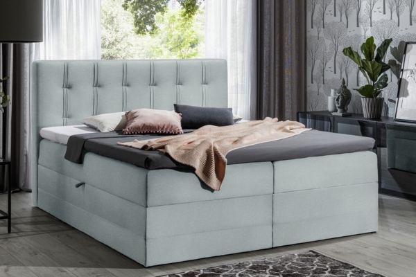 99rooms Hugo Boxspringbett Strukturstoff INARI 180x200 cm Hellgrau