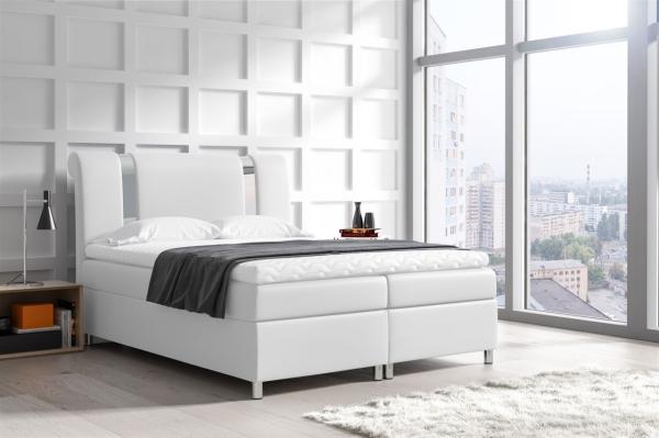Boxspringbett NATHAN 180x200 cm Kunstleder Weiss