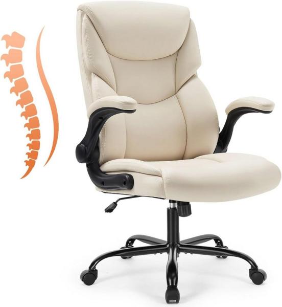 DUMOS Bürostuhl Bürostuhl aus PU Leder Office Chair Ergonomisch gestaltet, Verstellbare Armlehnen,Höhenverstellbar,Verstellbare Rückenlehne