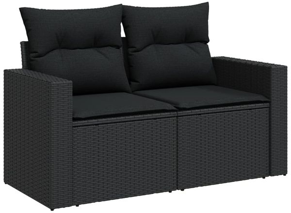 vidaXL 7-tlg. Garten-Sofagarnitur mit Kissen Schwarz Poly Rattan 3219005 Bild 6
