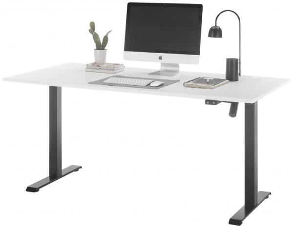 Schreibtisch TOM elektrisch höhenverstellbar Arbeitstisch Büro ca. 160 x 72-120 x 77 cm Weiß / Schwarz