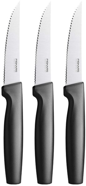 Fiskars Steakmesser-Set, 3-teilig, Functional Form, Edelstahl/Kunststoff, Schwarz, 1057564