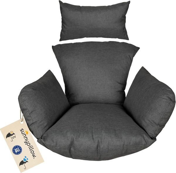 sunnypillow Hängesessel Auflage für Rattan & Polyrattan Hängeschaukel, Anhrazit