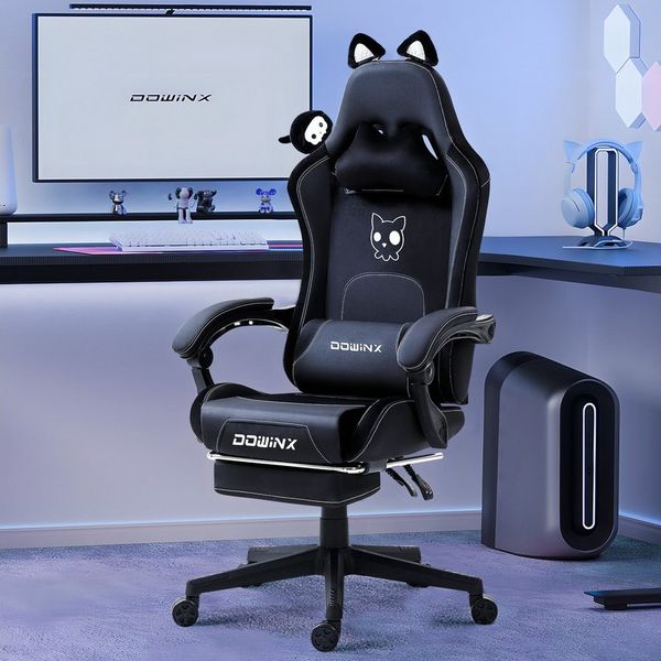 Dowinx Gaming-Stuhl Süße Katze Edition (Packung), Ergonomischer Stuhl mit Hoher Rückenlehne und Lendenwirbelstütze
