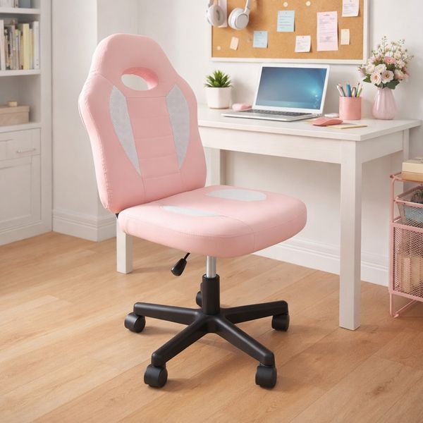 HTI-Living Schreibtischstuhl Schreibtischstuhl höhenverstellbar 360°-Drehfunktion Rosa-Weiß (Stück, 1 St)
