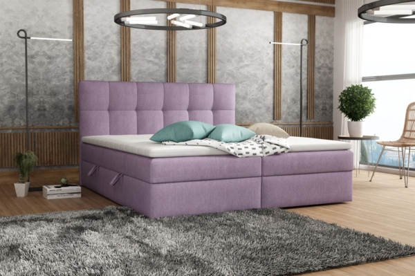 Boxspringbett Schlafzimmerbett ARTURO 160x200cm Stoff Soro Violett