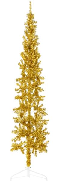 vidaXL Künstlicher Halb-Weihnachtsbaum mit Ständer Schlank Gold 180 cm 344591