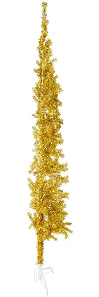 vidaXL Künstlicher Halb-Weihnachtsbaum mit Ständer Schlank Gold 180 cm 344591 Bild 3