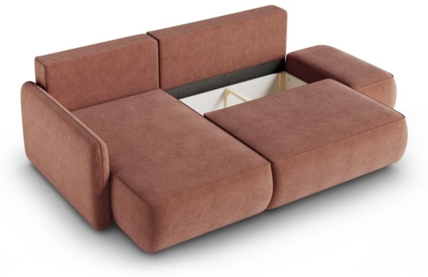 Ecksofa mit Schlaffunktion Sofa LUKA in Stoff Cremona Kupferbraun Ottomane Links Bild 3
