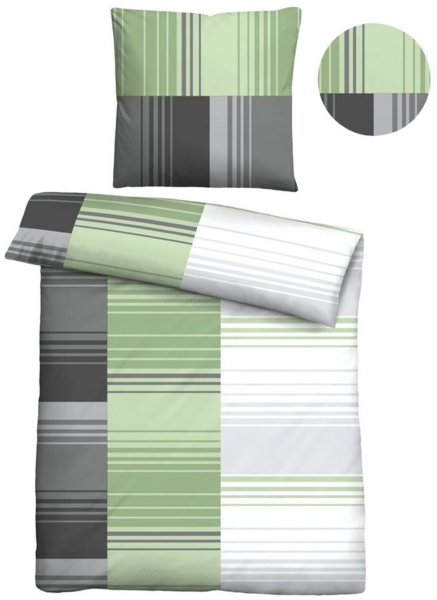 Traumhaft schlafen - Castell - Markenbettwäsche Baumwoll Renforce Bettwäsche 0040561 STREIFENMIX, fichte, 1x 135x200 cm + 1x 80x80 cm