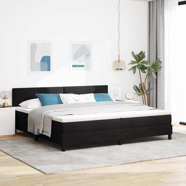 vidaXL Boxspringbett mit Matratze Schwarz 200 x 200 cm Samt 3339196