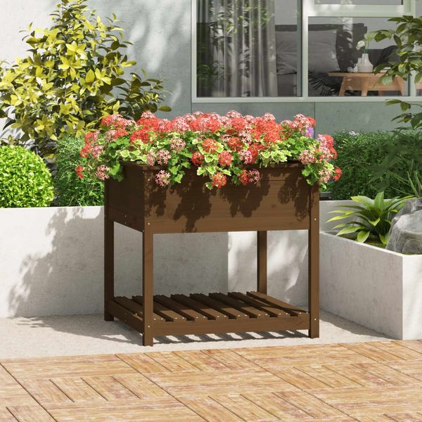 vidaXL Pflanzkübel mit Ablage Honigbraun 82,5x82,5x81 cm Kiefernholz 823797
