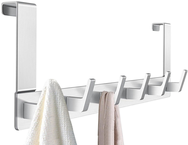 SURFOU Türhaken Kleiderhaken Tür Türhaken zum Einhängen Ohne bohren Handtuchhalter, für Schlafzimmer, Badezimmer, Küchen, Arbeitszimmer, Werkzeugräume, (Rostfreiem Aluminiumlegierung badezimmer zubehör für 2 cm dicke Türen, 40*14cm tür organizer, 1-St,...