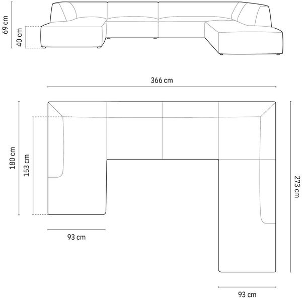 Micadoni Panorama-Ecksofa Ruby 7-Sitzer Rechts Kord Scala Hellblau Bild 8