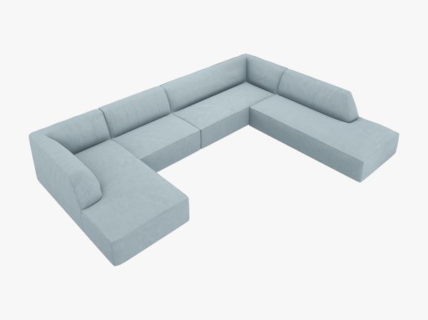 Micadoni Panorama-Ecksofa Ruby 7-Sitzer Rechts Kord Scala Hellblau Bild 3