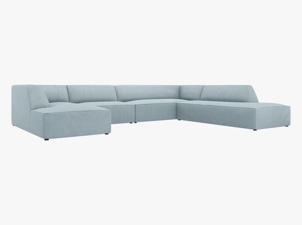Micadoni Panorama-Ecksofa Ruby 7-Sitzer Rechts Kord Scala Hellblau Bild 2