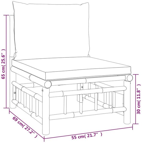 vidaXL 8-tlg. Garten-Lounge-Set mit Dunkelgrauen Kissen Bambus 3155222 Bild 10