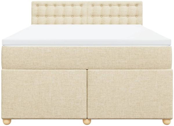vidaXL Boxspringbett mit Matratze Creme 160x200 cm Stoff 3289050 Bild 6