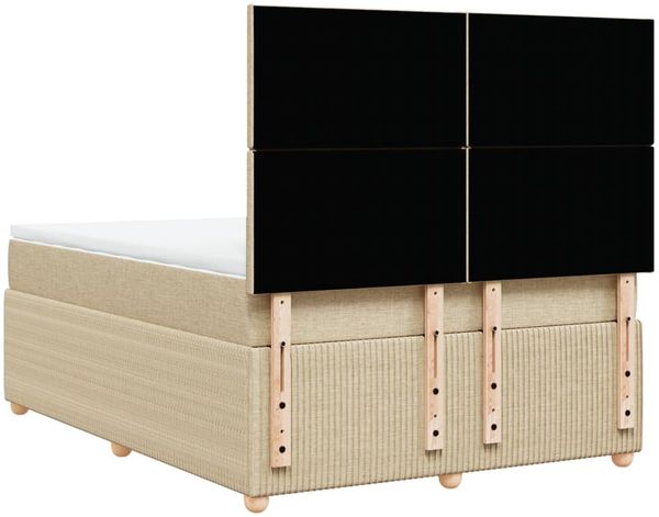 vidaXL Boxspringbett mit Matratze Creme 140x190 cm Stoff 3292049 Bild 6