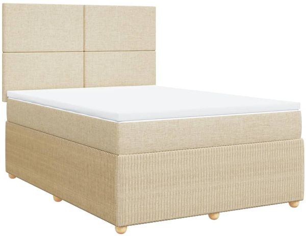 vidaXL Boxspringbett mit Matratze Creme 140x190 cm Stoff 3292049 Bild 2