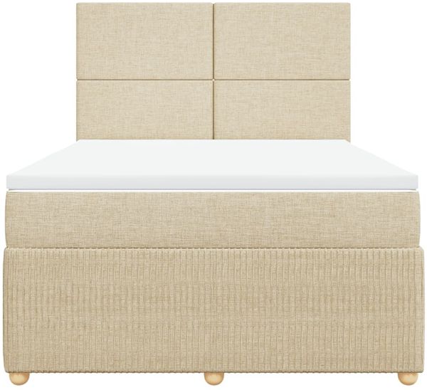 vidaXL Boxspringbett mit Matratze Creme 140x190 cm Stoff 3292049 Bild 4