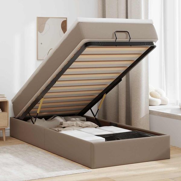 vidaXL Ottoman-Bett mit Matratze Cappuccino-Braun 90x200 cm Kunstleder 3311020