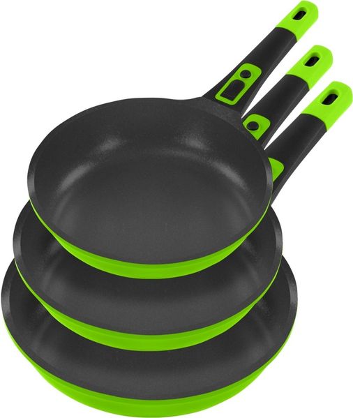 KING Pfannen-Set »Click-Grip Xylan Plus Silver Diamond«, Aluminiumguss (Set, 3-tlg, 3 Pfannen - Ø 20 cm, Ø 24 cm & Ø 28 cm), Induktion, abnehmbarer Griff, XYLAN plus Silver Diamond-Beschichtung