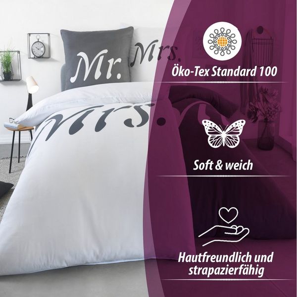 Kuscheli Partnerbettwäsche 2x 135x200 + 2x 80x80 cm atmungsaktiver Bettbezug, Partner Bettwäsche, Mikrofaser, 4 teilig, Für Allergiker geeignet, pflegeleicht, angenehm weicher Stoff