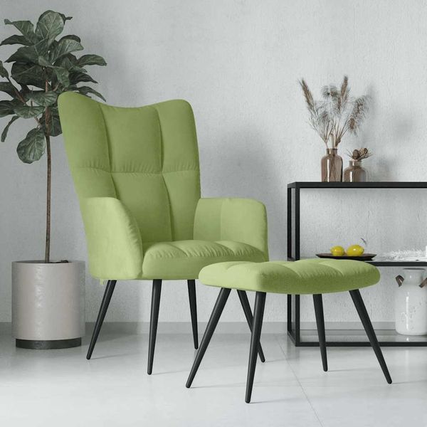 vidaXL Relaxsessel mit Hocker Hellgrün Samt [328087]