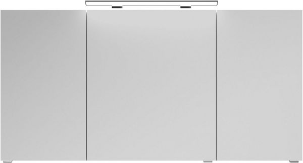 Saphir Badezimmerspiegelschrank Serie 4010 Badezimmer-Spiegelschrank inkl. LED-Aufsatzleuchte Badschrank 140 cm breit, 3 Türen, 6 Glas-Einlegeböden, inkl Türdämpfer