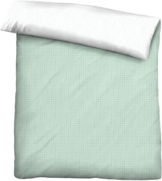 biberna 0636047 Mako-Satin Bettwäsche PUNKTE - MIX & MATCH, mint, 1x 155x200 cm + 1x 80x80 cm