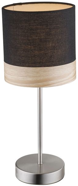 RGB LED Tischleuchte, nickel matt, Textil, Holz, H 35 cm