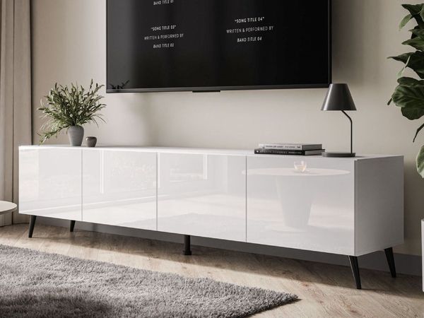 ALLHOUSE24 TV-Schrank LOGANTE 200 cm Breite Unterschrank TV Lowboard Metall Füße (2 x Schränke 100 cm breit) 200 cm Breite