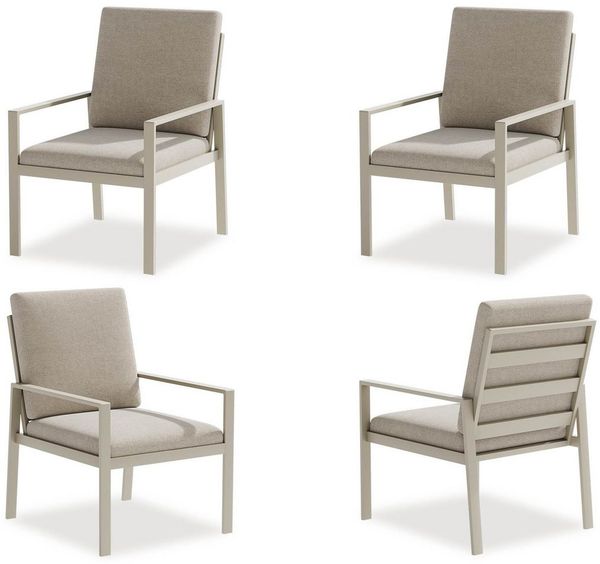 MeXo Gartenlounge-Set Alu Gartenmöbel-Sets Gartenstuhl, (4-tlg, 4 Esszimmerstühle, 60 x 68 x 85 cm, 8 Auflagen, bis zu 140 kg belastbar), wetterfest Gartengarnitur Set