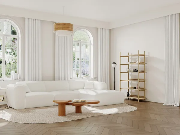 Vente-unique - POGNI Sofa StoffStoff Weiß - B 165 cm x H 73 cm x L 280 cm