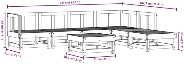 vidaXL 7-tlg. Garten-Lounge-Set Massivholz Kiefer 3186403 Bild 8
