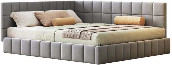 Polster-Tagesbett 160×200 cm mit Lattenrost, Rückenlehne und Armlehne, Grau, ohne Matratze Bild 7