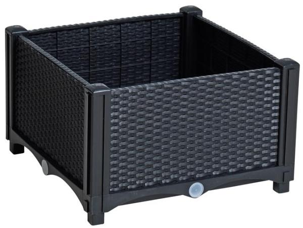 Blumenbeet Hochbeet Gemüsebeet 40x40x26 cm Pflanzbeet Polyrattan Schwarz