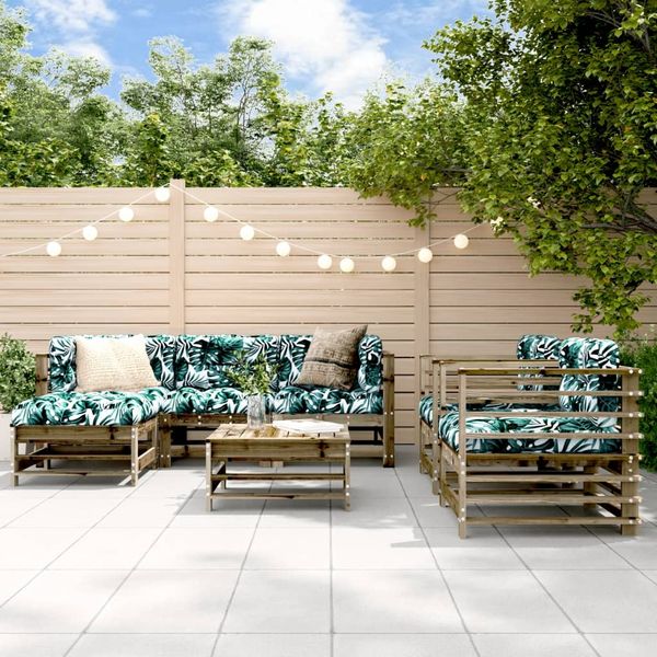 vidaXL 7-tlg. Garten-Lounge-Set mit Kissen Imprägniertes Kiefernholz 3185842
