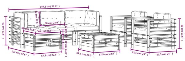 vidaXL 7-tlg. Garten-Lounge-Set mit Kissen Imprägniertes Kiefernholz 3185842 Bild 10