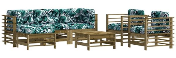 vidaXL 7-tlg. Garten-Lounge-Set mit Kissen Imprägniertes Kiefernholz 3185842 Bild 2