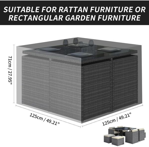 PATIO PLUS 420D Gartenmöbel Abdeckungen Outdoor Rattan Set 125x125x71cm Schwarz Bild 2
