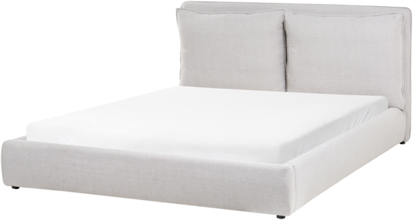 Bett mit Lattenrost Stoff BAJONNA 160 x 200 cm Hellgrau