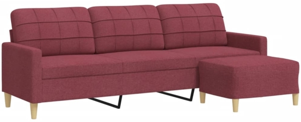 vidaXL 3-Sitzer-Sofa mit Hocker Weinrot 210 cm Stoff 3278255