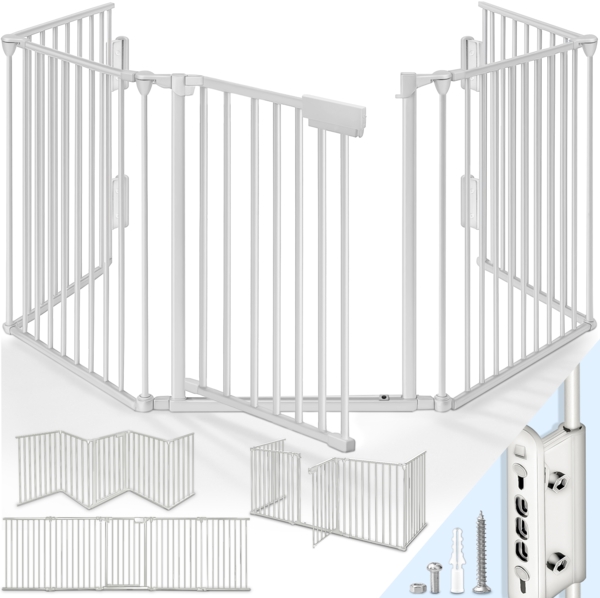 KIDUKU Kaminschutzgitter 240 cm Grau Baby Absperrgitter Ofenschutzgitter Laufstall Türschutzgitter