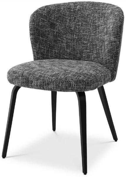 Casa Padrino Luxus Esszimmerstuhl Schwarz / Schwarz 57 x 69 x H. 81 cm - Gepolsterter Küchenstuhl im Retro Design - Luxus Retro Esszimmer Möbel