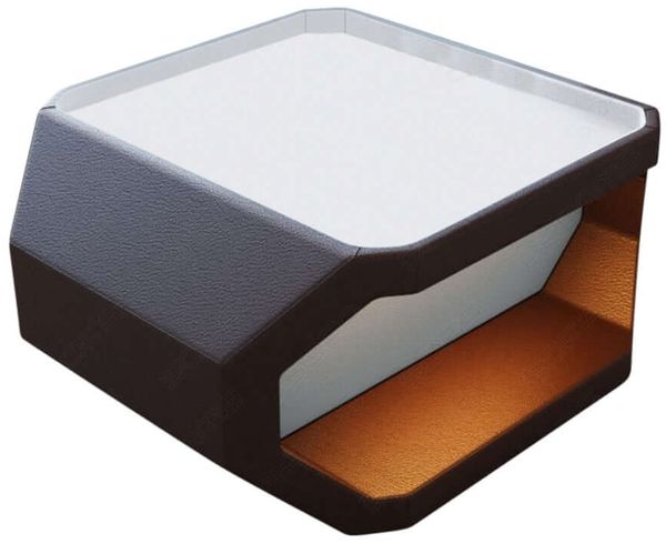 Couchtisch Asti Eleganz - Büffelleder - dunkelbraun-weiß