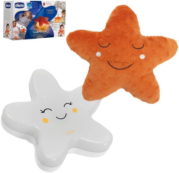 Chicco Entwicklungsfördernde Nachtbeleuchtung You&Me Star, Nachtlicht für Kinder, 20 Minuten Musik und Weißes Rauschen, 20-30 Minuten Warmes Licht, Sternförmiges Kuscheltier, Waschmaschinenfest
